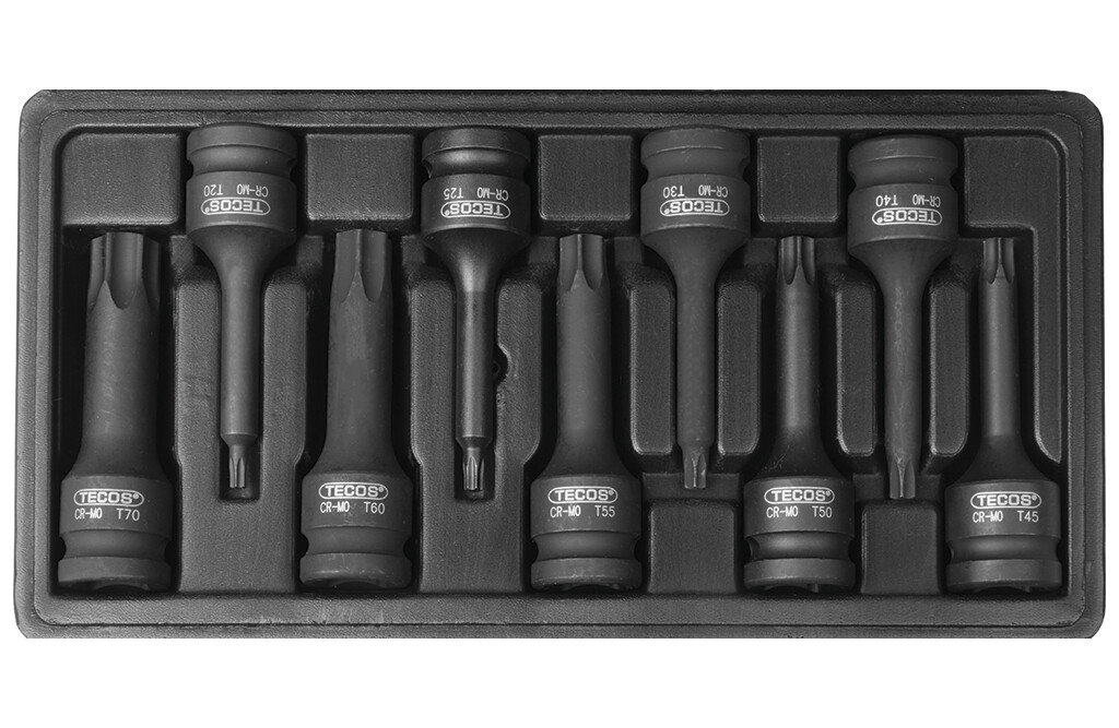 Tecos Kraft-Steckschlüsselsatz, Torx - 1/2"