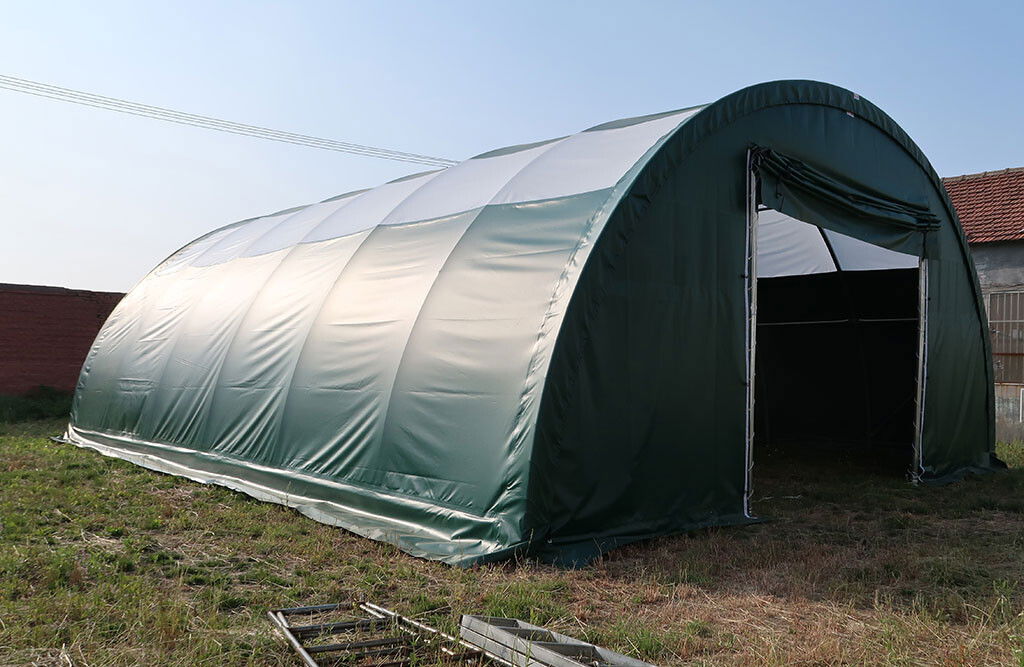 Rundbogenhalle 12 x 9,15 x 4,5m, PVC-Plane 610 g/m²