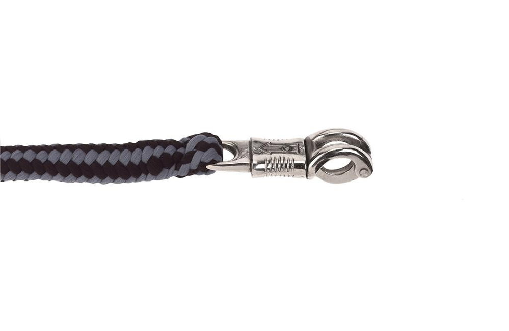Führstrick mit Panikhaken, schwarz/silber