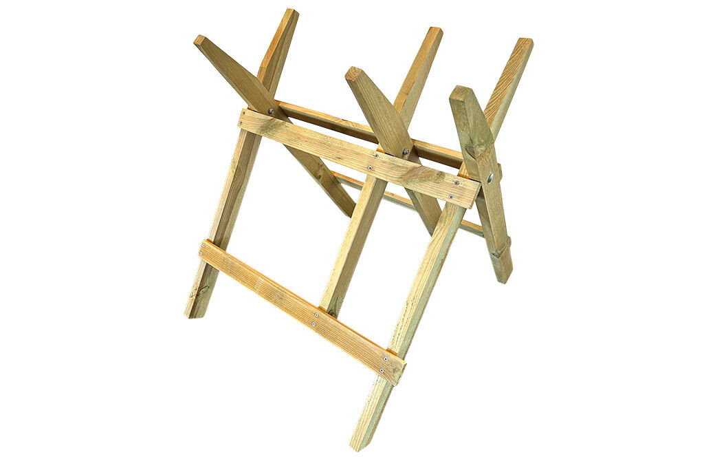 Sägebock aus Holz zum Sägen von Brennholz klappbar