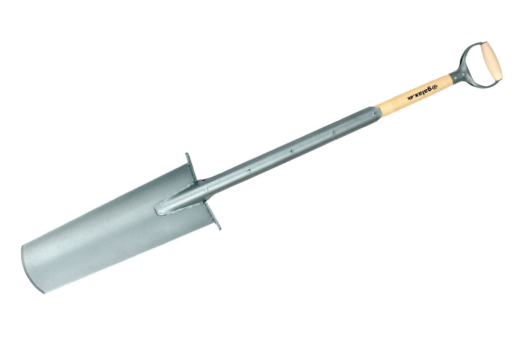 Drainagespaten mit Eschenholzstiel und D-Griff, 49cm