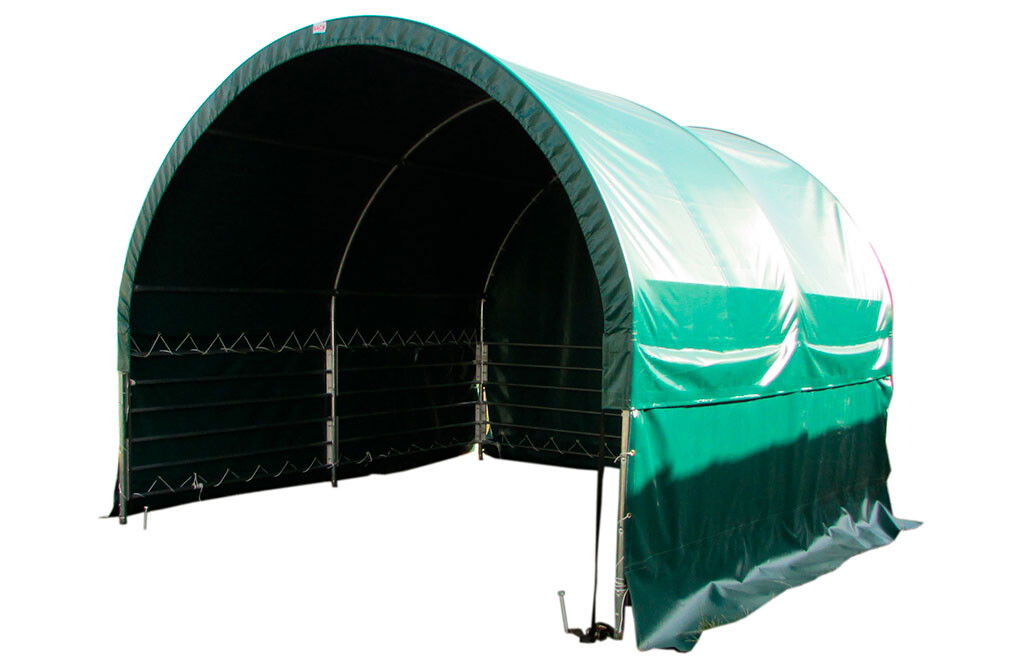 Weidezelt 4x4x3,15m, Weideunterstand mit PVC-Plane, offene Seiten