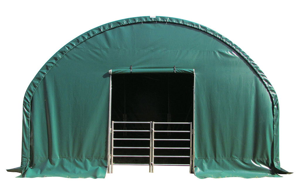 Weidezelt 6x6x3,7m, Weideunterstand mit PVC-Plane, geschlossene Front