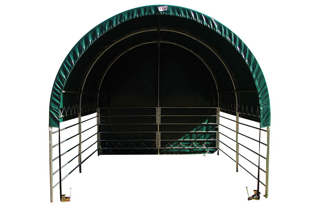 Weidezelt 3x3x2,8m, Weideunterstand mit PVC-Plane, offene Seiten
