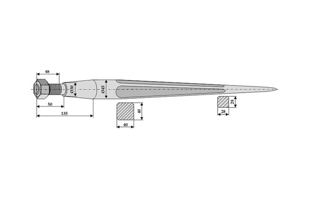 Spitzer Zinken, M28 x 1,5 - 1.250 mm