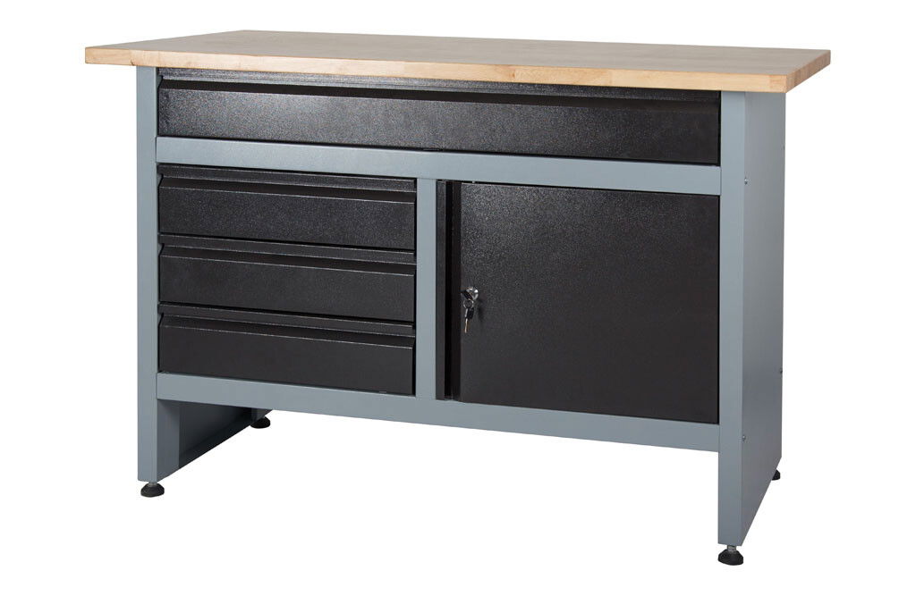 Arbeitstisch Werkbank mit Schubladen Massivholzplatte