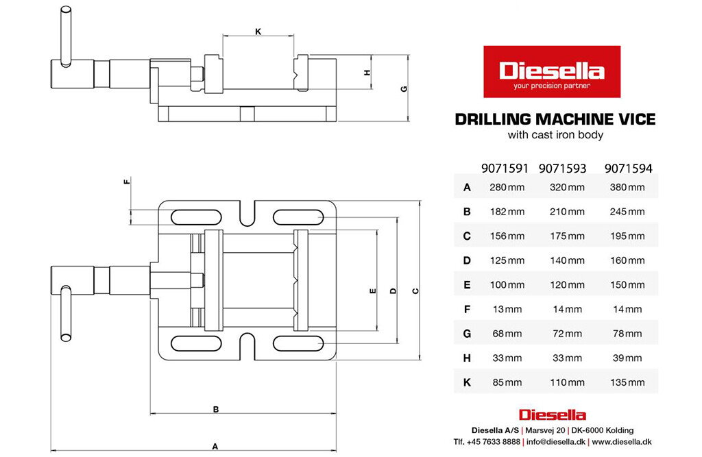 Diesella Maschinenschraubstock, 150x39x135 mm