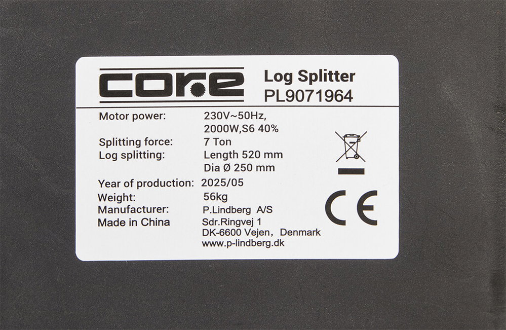 Elektrischer Holzspalter 7T 230V mit Untergestell | CORE