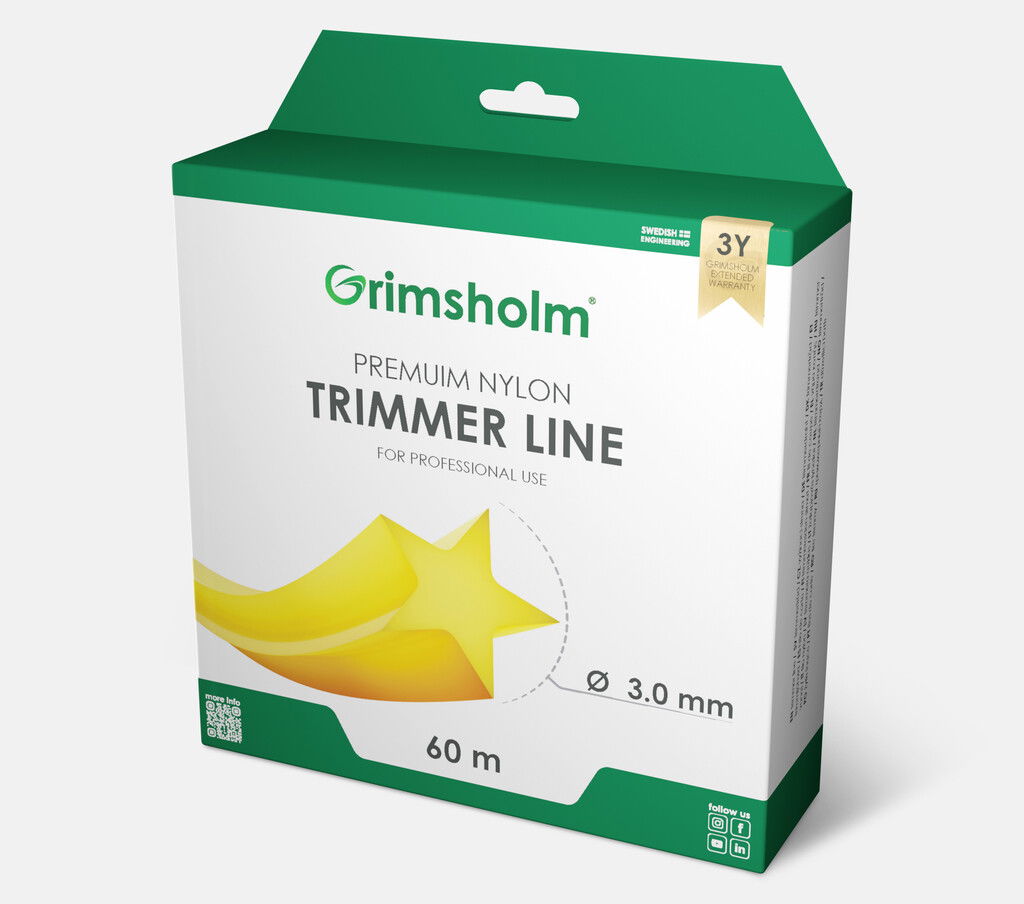 Trimmerkabel, Stern, gelb, 3,0 mm, 60 m