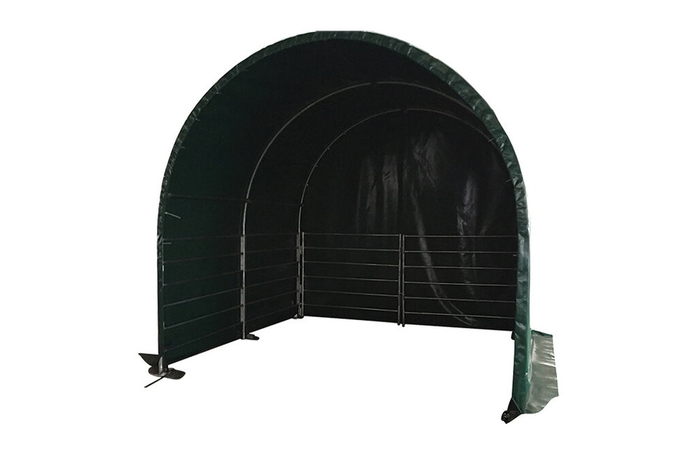 Weidezelt 3x3m, Weideunterstand mit PVC-Plane, geschlossene Seiten