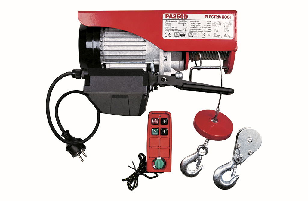 Elektirsche Seilwinde, 125 / 250 kg - Funkfernbedienung