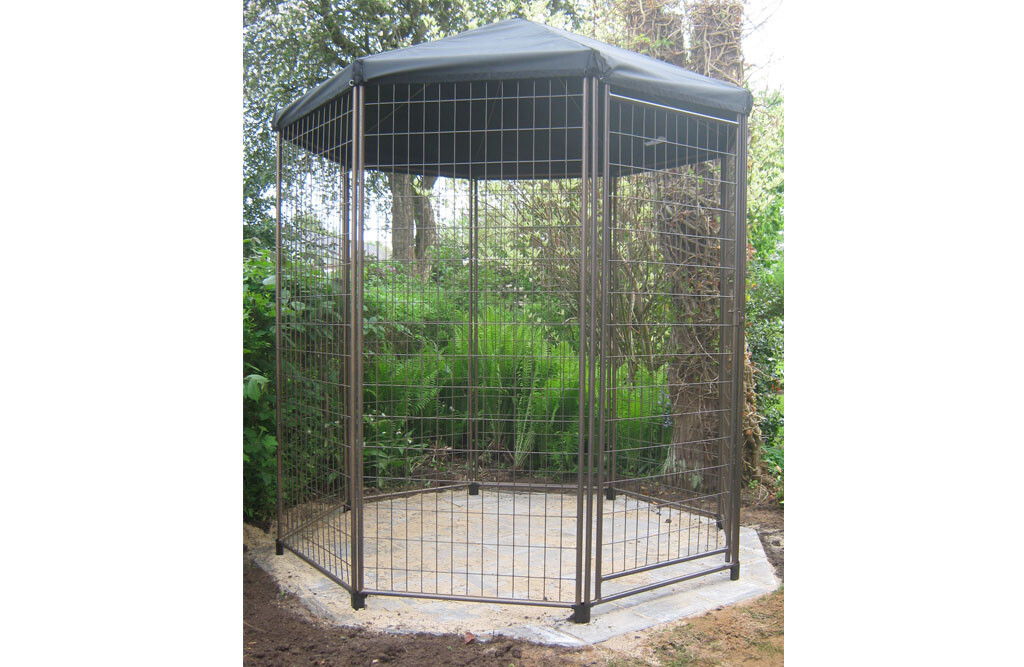 Brennholzlager aus Metall, mit Dachplane, 8-eckig