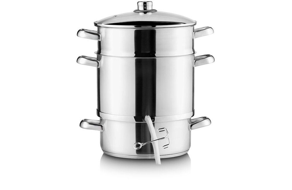 Dampfentsafter 8 L aus Edelstahl, induktionsgeeignet, mit Glasdeckel