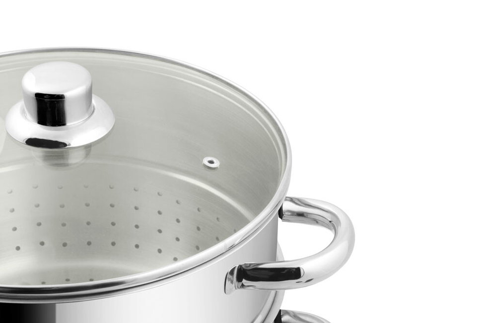 Dampfentsafter 8 L aus Edelstahl, induktionsgeeignet, mit Glasdeckel