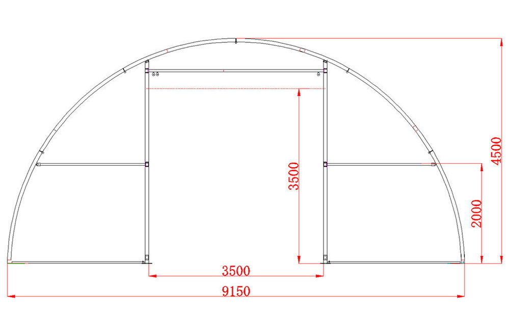 Rundbogenhalle 9,15 x 12 x 4,5m PVC 610 g/m² 