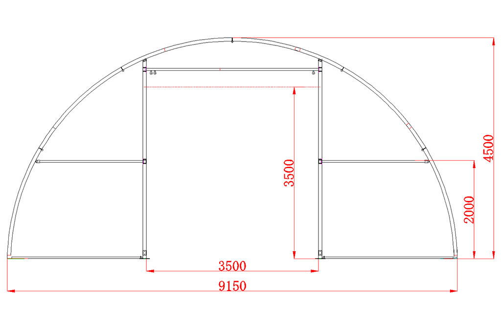 Rundbogenhalle 12 x 9,15 x 4,5m, PVC-Plane 610 g/m²