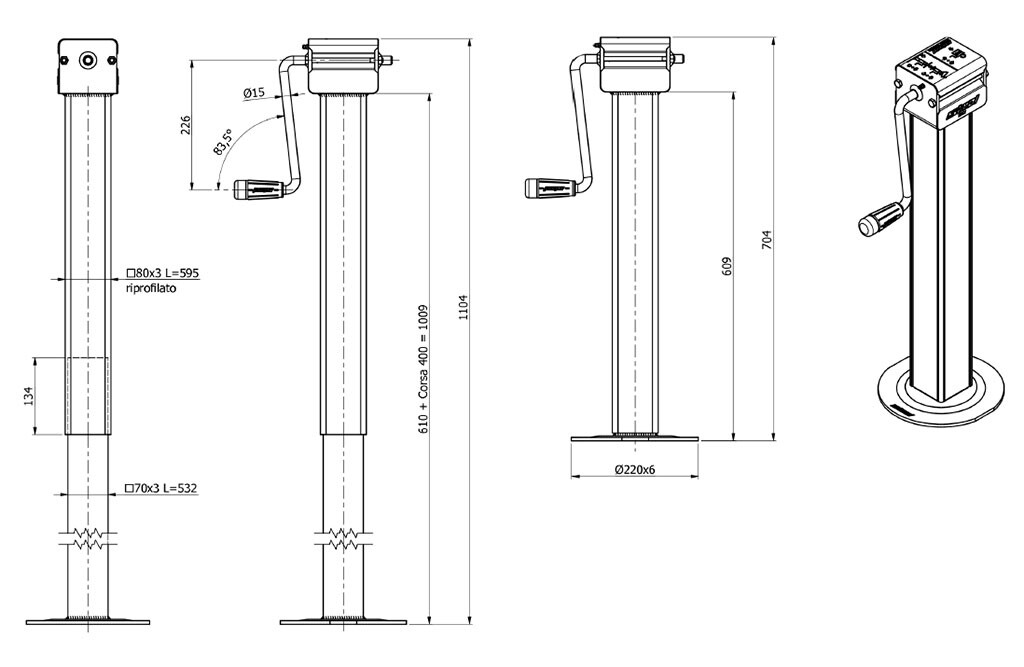 Stützfuß, Außendurchmesser: 80 mm