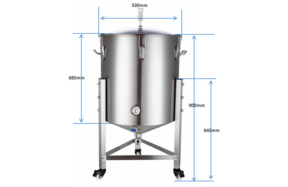 Gärbehälter Edelstahl 100 Liter, mobiler Gärtank