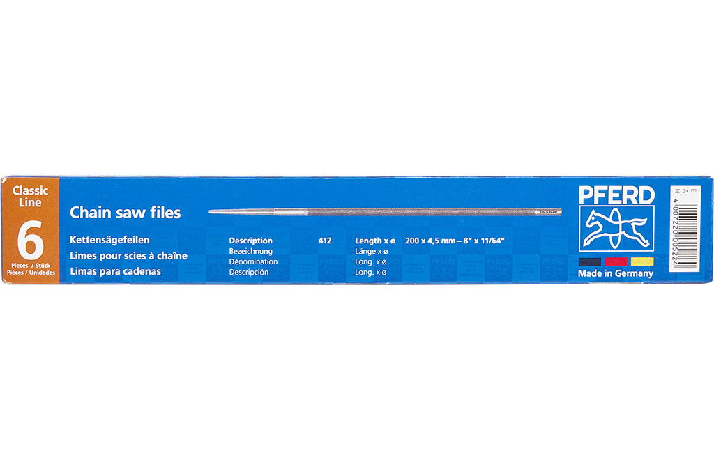 Pferd Kettensägefeile 4,5 mm, 6 Stück