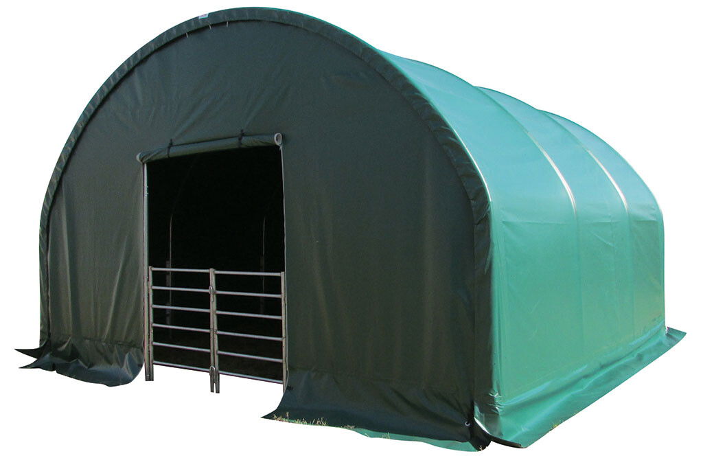 Weidezelt 6x6x3,7m, Weideunterstand mit PVC-Plane, geschlossene Front