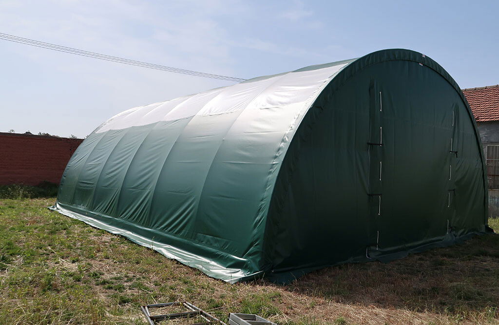 Rundbogenhalle 12 x 9,15 x 4,5m, PVC-Plane 610 g/m²