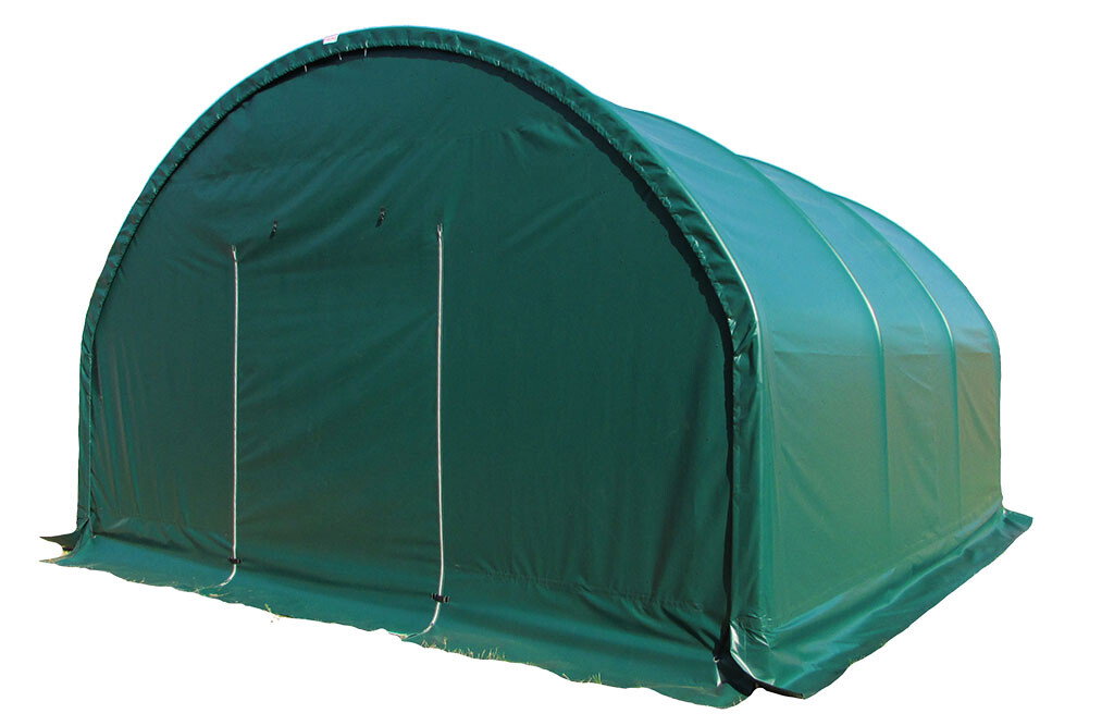 Weidezelt 6x6x3,7m, Weideunterstand mit PVC-Plane, geschlossene Front