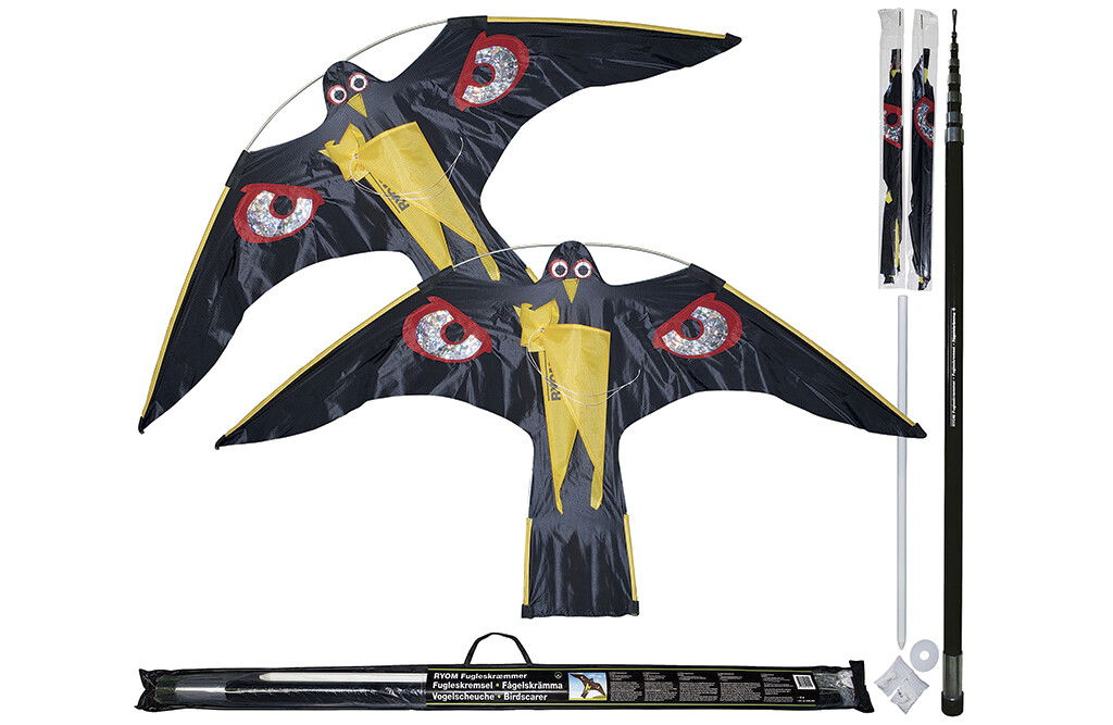 2x Vogelscheuche Drachen mit 1x 13 m Teleskopstange