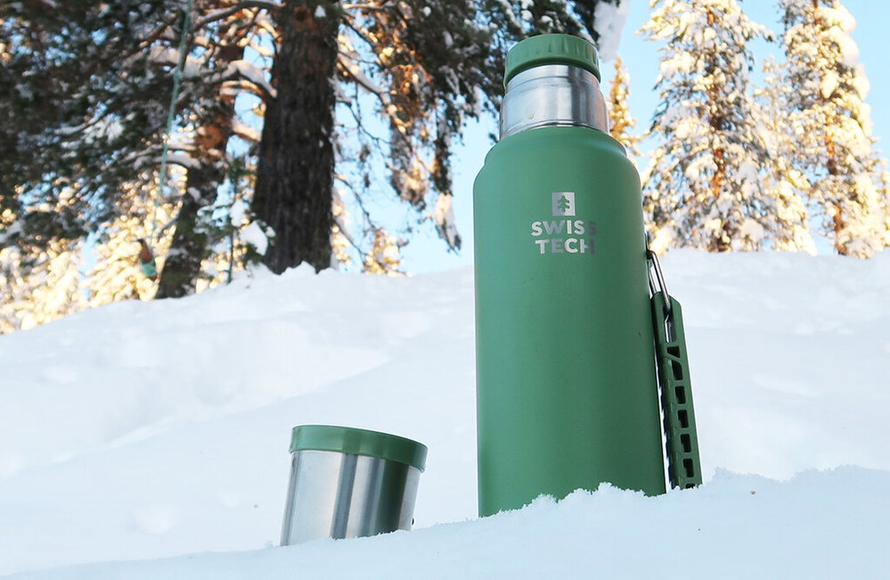 Swiss Tech Thermoskanne mit Becher 1182 ml - grün