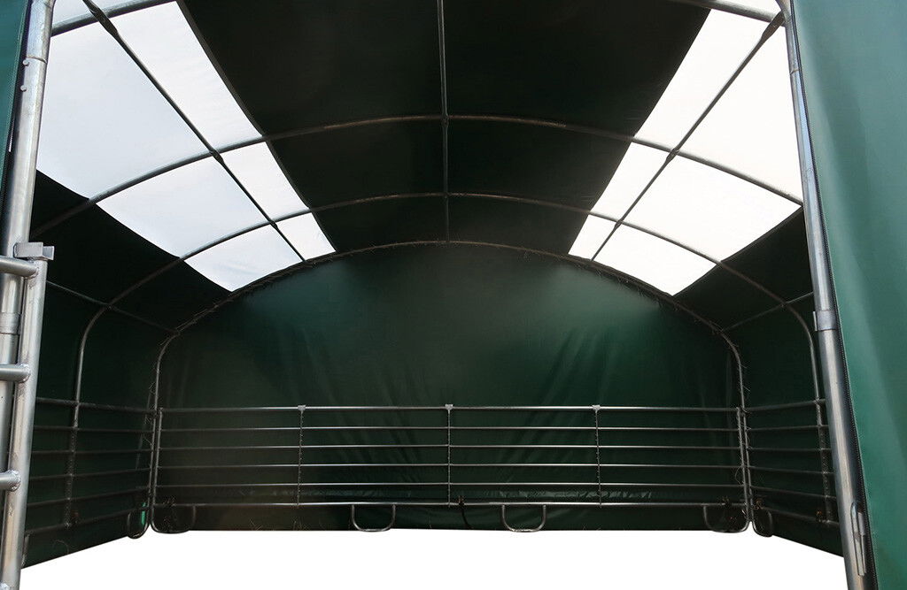 Weidezelt 8x8x4m, Weideunterstand mit PVC-Plane, geschlossene Front