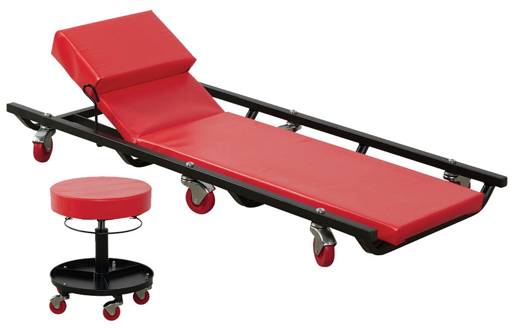 Rollbrett und Werkstattstuhl