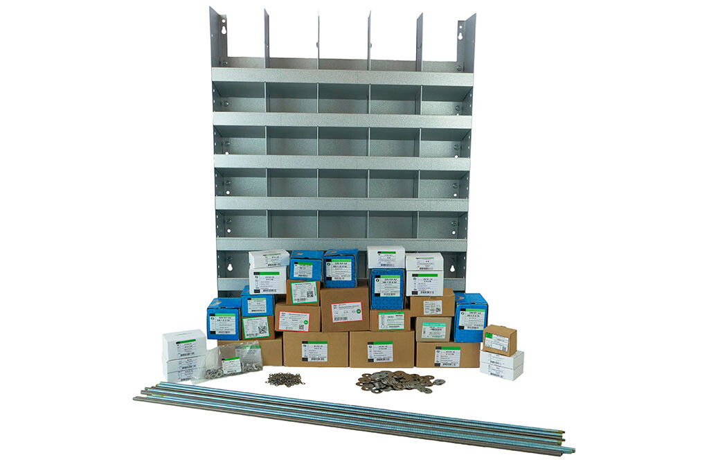 Set - Bolzenregal und Mini-Bolzensortiment