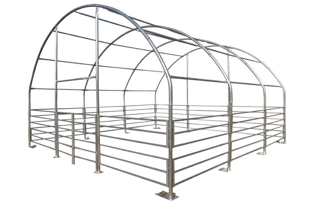 Weidezelt 6x6x3,7m, Weideunterstand mit PVC-Plane, geschlossene Front