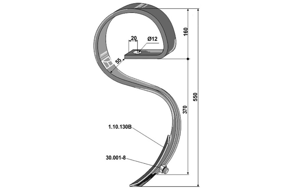 Kongskilde S-Zinken, 32 x 10 mm