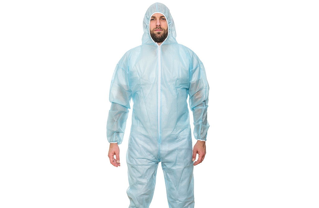 Einweg-Overall mit Kapuze und Reißverschluss