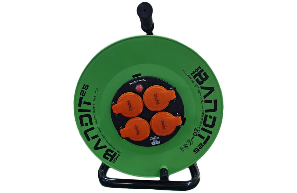 Bandit Kabeltrommel, 25 m Kabel - mit Erdung