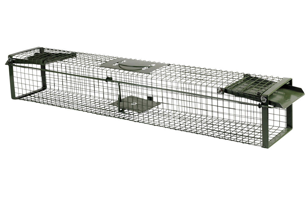 Durchlauffalle mit zwei Klapptüren, 100x17x17cm