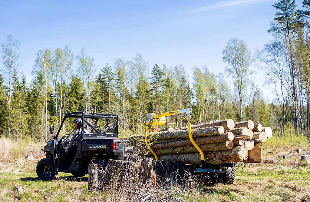 Rückewagen für Quad ATV mit Kran und Lademulde, 1.200 kg