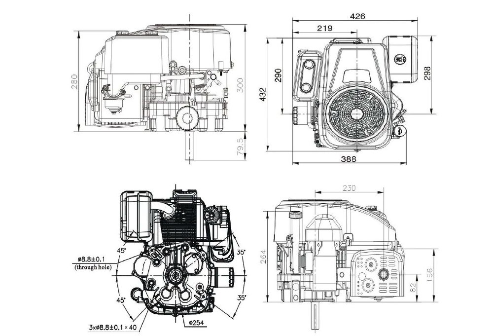 Benzinmotor LC1P92F 14PS 452cm³ | Loncin