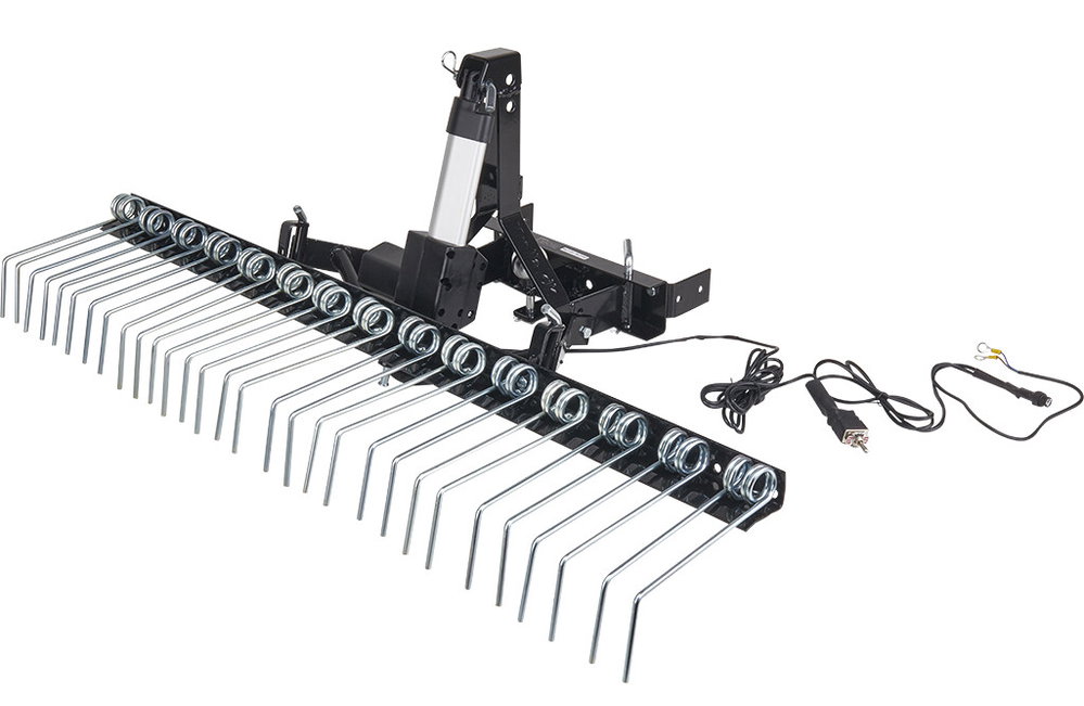 Trolla System Hofrechen 120 cm mit 12V-Elektrohub für Rasentraktor & Quad
