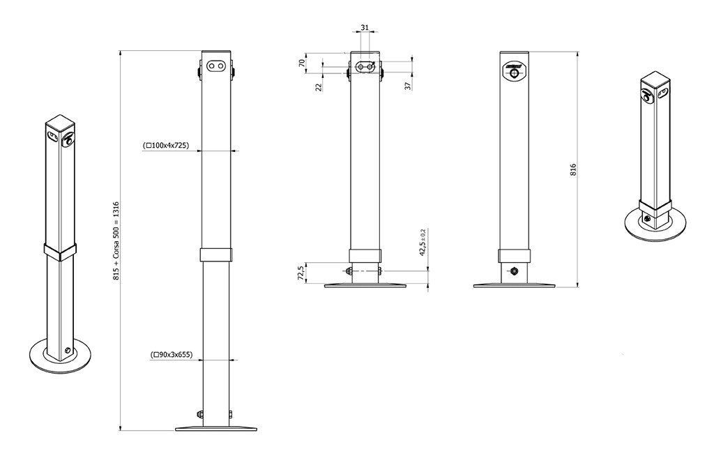 Stützfuß, Außendurchmesser: 100 mm