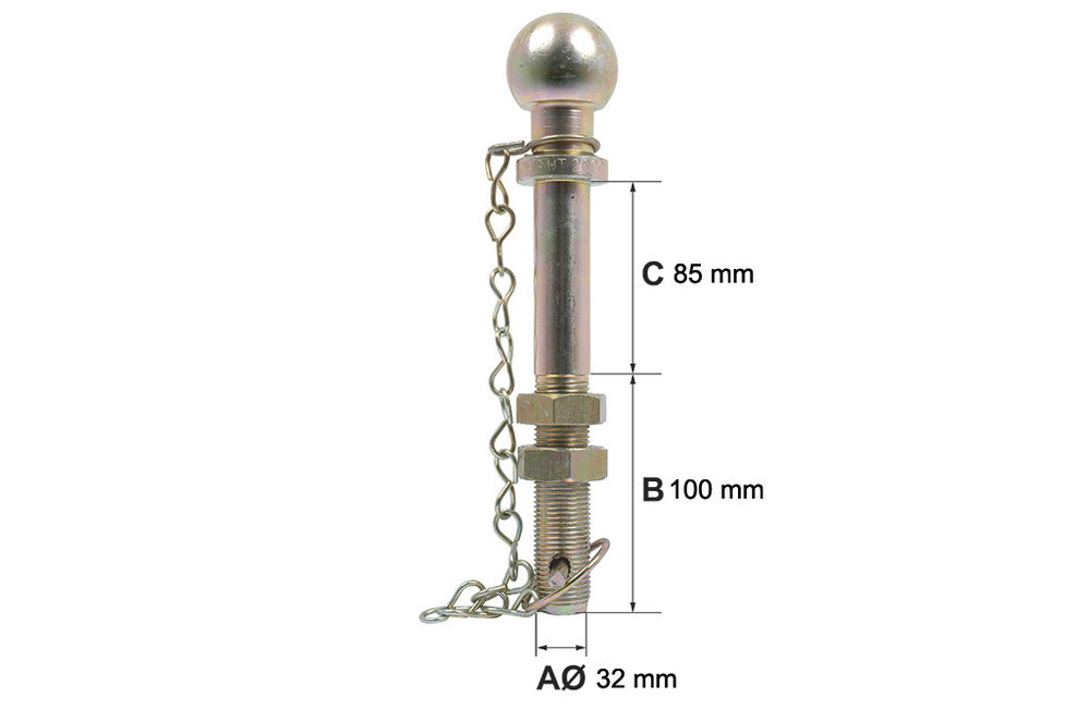Kugelkopfbolzen 32mm, für Ackerschiene Zugmaul