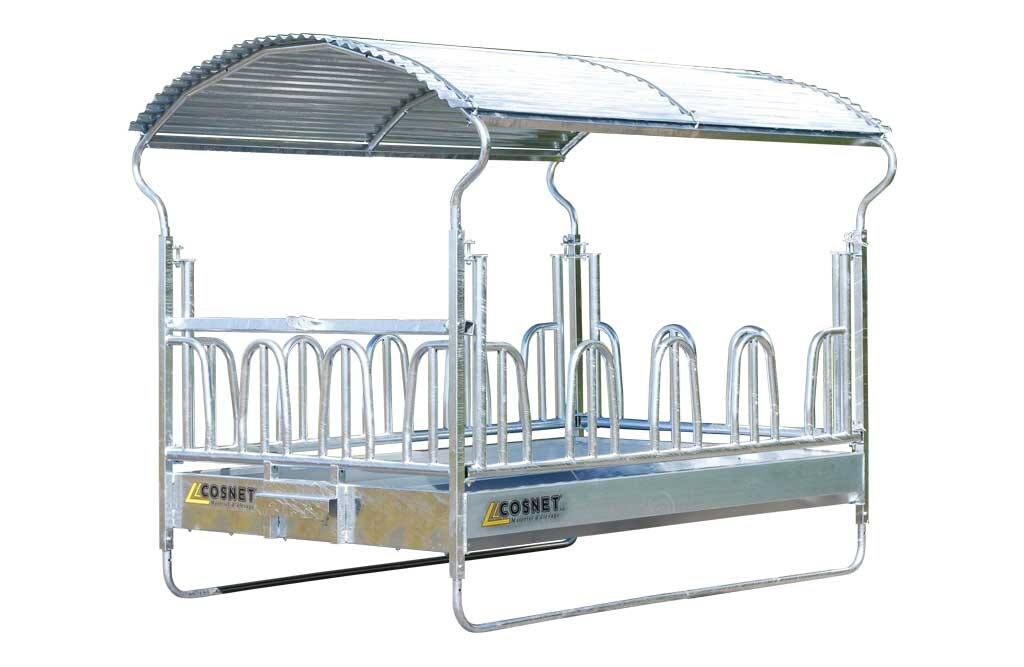COSNET Viereckraufe mit Palisadenfressgitter, 14x Fressplätze, 3x2m