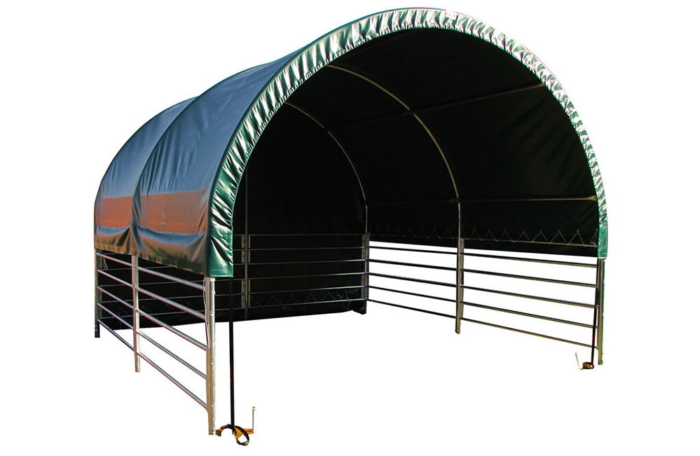 Weidezelt 4x4x3,15m, Weideunterstand 610 g/m² PVC-Plane, offene Seiten
