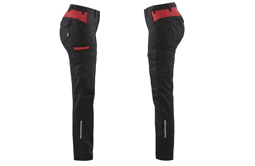 Blåkläder Damen Stretch-Hose, industriell, schwarz-rot - C48