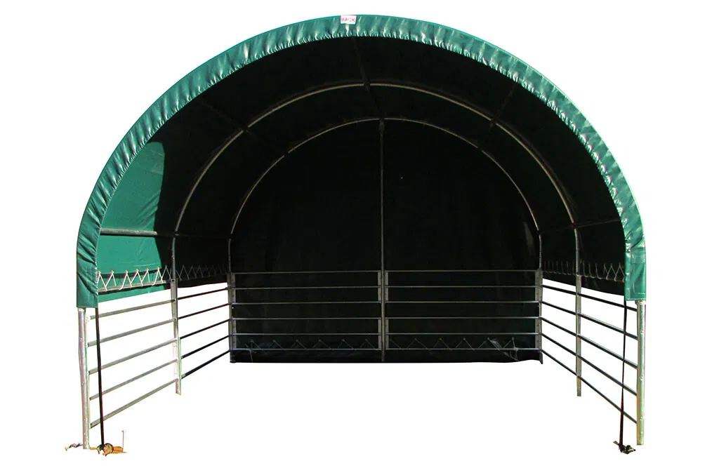 Weidezelt 4x4x3,15m, Weideunterstand mit PVC-Plane, offene Seiten