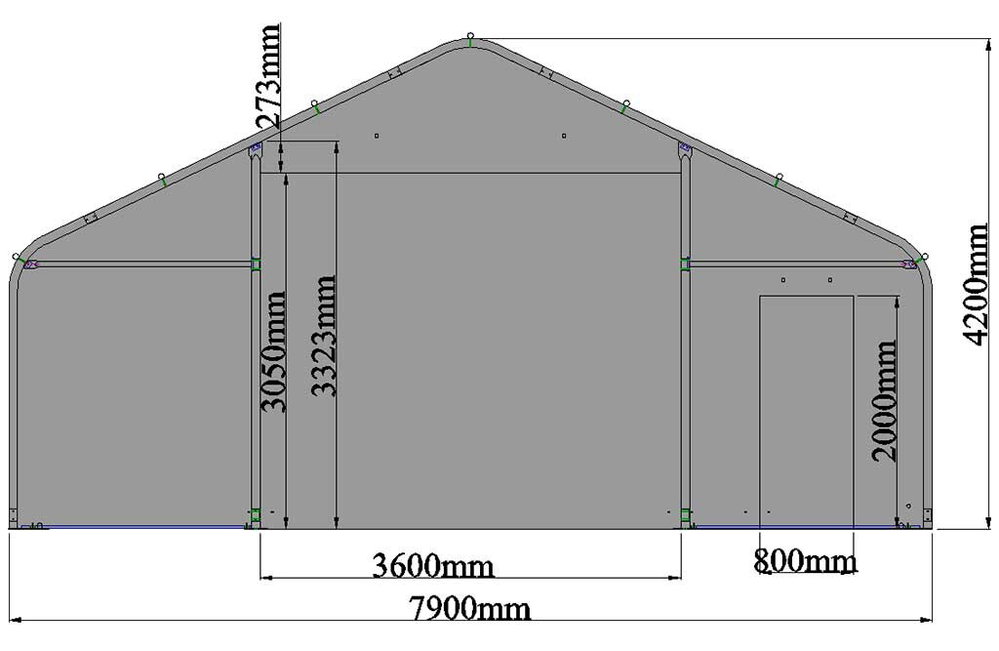 Zelthalle 9,15 × 7,90 × 4,20 m, Lagerzelt mit PVC-Plane