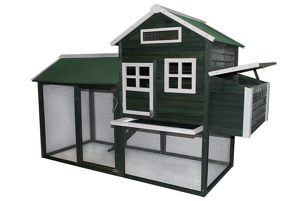 Hühnerstall für 4 Hühner, aus Holz, 225 x 95 x 143 cm