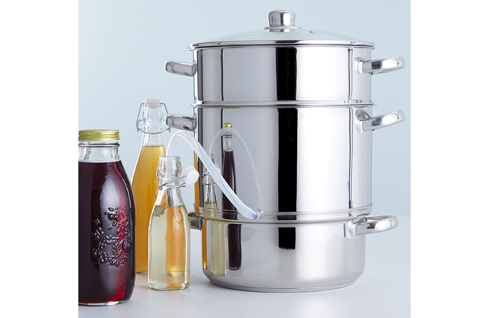 Dampfentsafter 8 L aus Edelstahl, induktionsgeeignet, mit Glasdeckel
