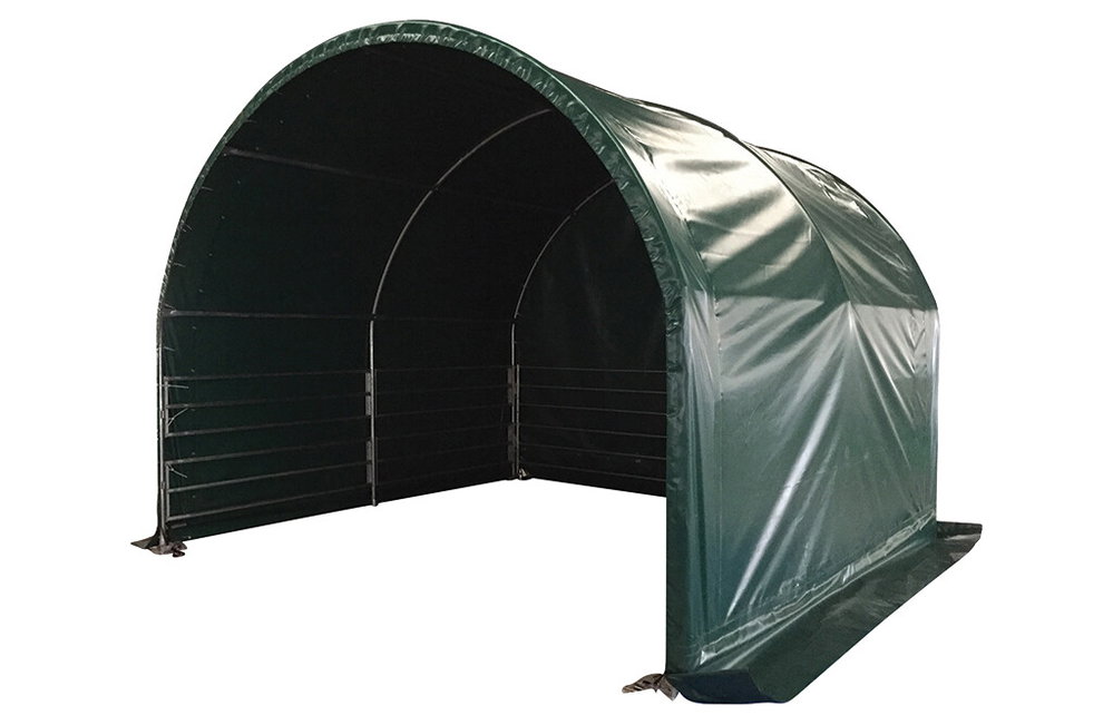 Weidezelt 4x4x3,15m, Weideunterstand 610 g/m² PVC-Plane, geschlossene Seiten