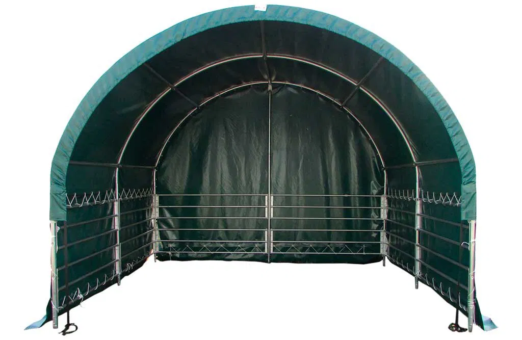 Weidezelt 4x4x3,15m, Weideunterstand mit PVC-Plane, offene Seiten